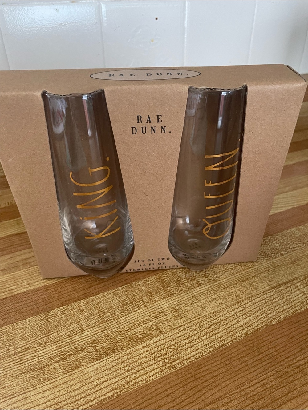 New Rae Dunn Glass Vases with Gold Lettering - Set of 2